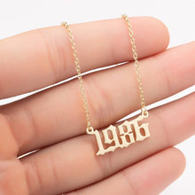 Load image into Gallery viewer, Women Personalized Necklace Special Date Year Number Necklace  girl1994 1995 1996 1997 1998 1999 from 1980 to 2002 chain Jewelry