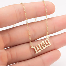 Load image into Gallery viewer, Women Personalized Necklace Special Date Year Number Necklace  girl1994 1995 1996 1997 1998 1999 from 1980 to 2002 chain Jewelry