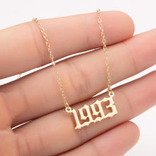 Load image into Gallery viewer, Women Personalized Necklace Special Date Year Number Necklace  girl1994 1995 1996 1997 1998 1999 from 1980 to 2002 chain Jewelry