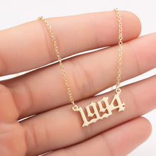 Load image into Gallery viewer, Women Personalized Necklace Special Date Year Number Necklace  girl1994 1995 1996 1997 1998 1999 from 1980 to 2002 chain Jewelry