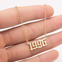 Load image into Gallery viewer, Women Personalized Necklace Special Date Year Number Necklace  girl1994 1995 1996 1997 1998 1999 from 1980 to 2002 chain Jewelry