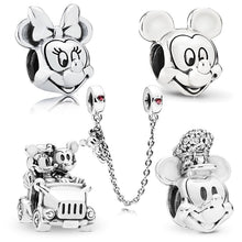 Load image into Gallery viewer, BAOPON 2Pcs/lot Cartoon Mickey Minnie Beads Fits Pandora Bracelet Necklace DIY Making Charms Bracelet For Women Jewelry Gifts