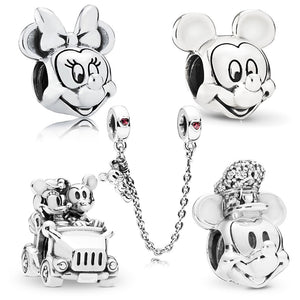 BAOPON 2Pcs/lot Cartoon Mickey Minnie Beads Fits Pandora Bracelet Necklace DIY Making Charms Bracelet For Women Jewelry Gifts