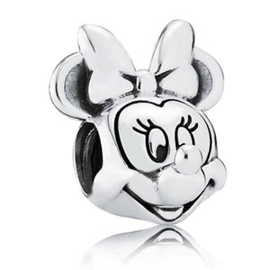 BAOPON 2Pcs/lot Cartoon Mickey Minnie Beads Fits Pandora Bracelet Necklace DIY Making Charms Bracelet For Women Jewelry Gifts