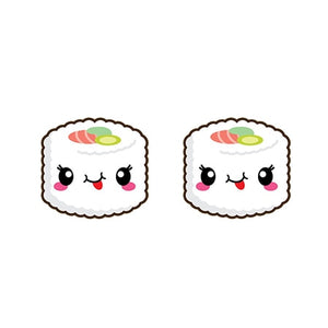 2019 Lovely Sushi Resin Earrings Kawaii Cartoon Rice Ball Acrylic Earrings Food Art Epoxy Stud Earring