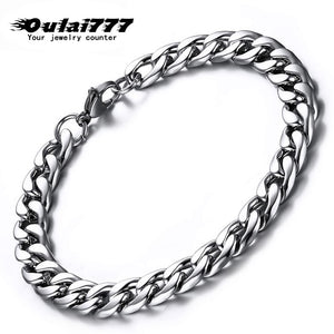 oulai777 chain on hand for Wholesale stainless steel mens bracelet 2019 cuban link bracelet men accessories fasion jewellery