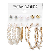 Load image into Gallery viewer, 17KM Vintage Moon Pearl Stud Earrings Set For Women BOHO Tassel Geometric Heart Twist Earring 2019 New DIY Bohemian Jewelry