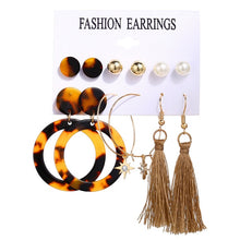 Load image into Gallery viewer, 17KM Vintage Moon Pearl Stud Earrings Set For Women BOHO Tassel Geometric Heart Twist Earring 2019 New DIY Bohemian Jewelry