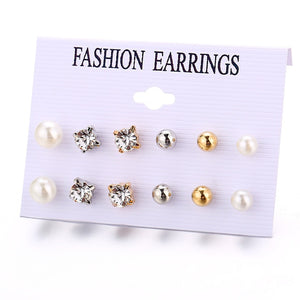 17KM Vintage Moon Pearl Stud Earrings Set For Women BOHO Tassel Geometric Heart Twist Earring 2019 New DIY Bohemian Jewelry