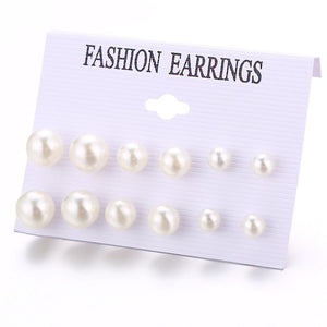 17KM Vintage Moon Pearl Stud Earrings Set For Women BOHO Tassel Geometric Heart Twist Earring 2019 New DIY Bohemian Jewelry