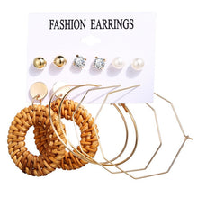 Load image into Gallery viewer, 17KM Vintage Moon Pearl Stud Earrings Set For Women BOHO Tassel Geometric Heart Twist Earring 2019 New DIY Bohemian Jewelry