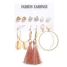 Load image into Gallery viewer, 17KM Vintage Moon Pearl Stud Earrings Set For Women BOHO Tassel Geometric Heart Twist Earring 2019 New DIY Bohemian Jewelry