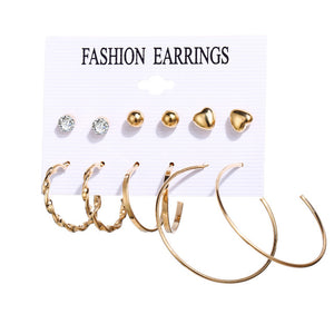 17KM Vintage Moon Pearl Stud Earrings Set For Women BOHO Tassel Geometric Heart Twist Earring 2019 New DIY Bohemian Jewelry