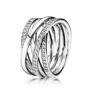 9 Styler 925 Sterling Silver Charms Women Ring Rose Gold Snowflake Crown With Full Crystal Round Ring For Women Jewelry