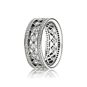 9 Styler 925 Sterling Silver Charms Women Ring Rose Gold Snowflake Crown With Full Crystal Round Ring For Women Jewelry