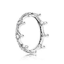 Load image into Gallery viewer, 9 Styler 925 Sterling Silver Charms Women Ring Rose Gold Snowflake Crown With Full Crystal Round Ring For Women Jewelry