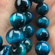 Load image into Gallery viewer, FLTMRH    Natural Stone Blue Zircon Tiger Eye Round Beads 4 6 8 10 12 MM DIY bracelet Necklace For Jewelry Making Wholesale