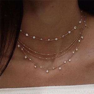 Vintage Multi-element Crystal Necklace For Women Fashion Stone Necklace Multiple Layers Pendant Long Necklaces Boho Gift Jewelry
