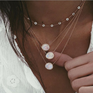 Vintage Multi-element Crystal Necklace For Women Fashion Stone Necklace Multiple Layers Pendant Long Necklaces Boho Gift Jewelry