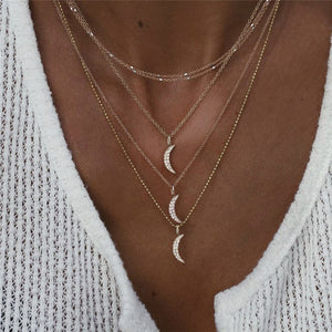 Vintage Multi-element Crystal Necklace For Women Fashion Stone Necklace Multiple Layers Pendant Long Necklaces Boho Gift Jewelry