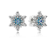 Load image into Gallery viewer, 925 Sterling Silver Earrings Feather Heart Snowflake Earrings for Women Wedding Party Jewelry