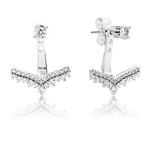 Load image into Gallery viewer, 925 Sterling Silver Earrings Feather Heart Snowflake Earrings for Women Wedding Party Jewelry