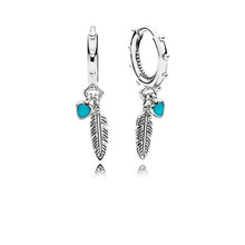Load image into Gallery viewer, 925 Sterling Silver Earrings Feather Heart Snowflake Earrings for Women Wedding Party Jewelry