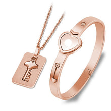 Load image into Gallery viewer, A Couple Lovers Jewelry Love Heart Lock Bracelet Stainless Steel Bracelets Bangles Key Pendant Necklace Jewelry Dropshipping