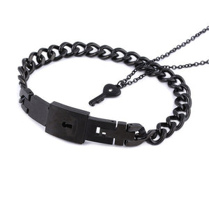 A Couple Lovers Jewelry Love Heart Lock Bracelet Stainless Steel Bracelets Bangles Key Pendant Necklace Jewelry Dropshipping