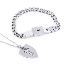 Load image into Gallery viewer, Couple Jewelry Stainless Steel Bracelet Love Heart Lock Bracelets Bangles Silver Key Pendant Necklace for Lover Jewelry Gift