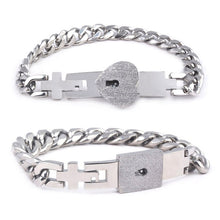 Load image into Gallery viewer, Couple Jewelry Stainless Steel Bracelet Love Heart Lock Bracelets Bangles Silver Key Pendant Necklace for Lover Jewelry Gift