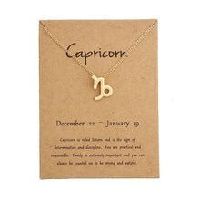 Load image into Gallery viewer, 12 Constellation Zodiac Sign Pendant Necklace Gold Short Chain Choker Leo Libra Necklaces for Womens Girl Jewelry Birthday Gift