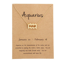 Load image into Gallery viewer, 12 Constellation Zodiac Sign Pendant Necklace Gold Short Chain Choker Leo Libra Necklaces for Womens Girl Jewelry Birthday Gift