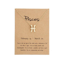 Load image into Gallery viewer, 12 Constellation Zodiac Sign Pendant Necklace Gold Short Chain Choker Leo Libra Necklaces for Womens Girl Jewelry Birthday Gift