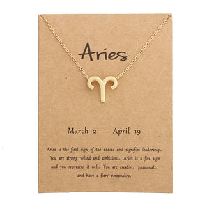 12 Constellation Zodiac Sign Pendant Necklace Gold Short Chain Choker Leo Libra Necklaces for Womens Girl Jewelry Birthday Gift