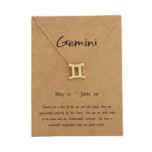 Load image into Gallery viewer, 12 Constellation Zodiac Sign Pendant Necklace Gold Short Chain Choker Leo Libra Necklaces for Womens Girl Jewelry Birthday Gift