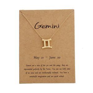 12 Constellation Zodiac Sign Pendant Necklace Gold Short Chain Choker Leo Libra Necklaces for Womens Girl Jewelry Birthday Gift