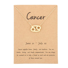 Load image into Gallery viewer, 12 Constellation Zodiac Sign Pendant Necklace Gold Short Chain Choker Leo Libra Necklaces for Womens Girl Jewelry Birthday Gift