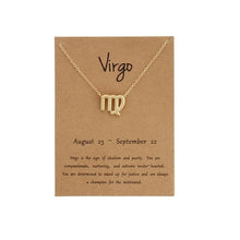 Load image into Gallery viewer, 12 Constellation Zodiac Sign Pendant Necklace Gold Short Chain Choker Leo Libra Necklaces for Womens Girl Jewelry Birthday Gift