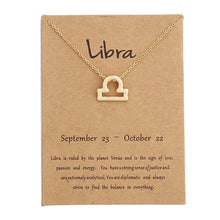 Load image into Gallery viewer, 12 Constellation Zodiac Sign Pendant Necklace Gold Short Chain Choker Leo Libra Necklaces for Womens Girl Jewelry Birthday Gift