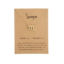 Load image into Gallery viewer, 12 Constellation Zodiac Sign Pendant Necklace Gold Short Chain Choker Leo Libra Necklaces for Womens Girl Jewelry Birthday Gift