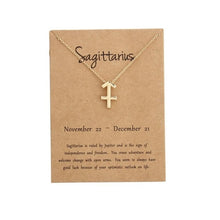 Load image into Gallery viewer, 12 Constellation Zodiac Sign Pendant Necklace Gold Short Chain Choker Leo Libra Necklaces for Womens Girl Jewelry Birthday Gift
