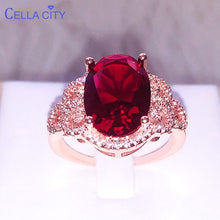 Load image into Gallery viewer, Cellacity silver 925 Ring With Big Oval Ruby Gemstone silver Jewelry  women Engagement Wholesale girl size  6-10