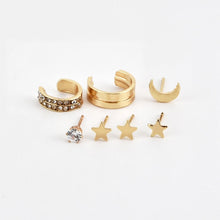 Load image into Gallery viewer, 7 PCS Vintage Bohemian Mix Design Little Stars Cross Crystal Earrings Women Trendy Piercing Ear Studs Cuff Circle Earring Set