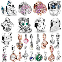 Load image into Gallery viewer, Couqcy 2019 Autumn NEW Moments Flower Pendant Fit pandora Bracelet Necklace Little Mermaid Flounder Charm DIY Jewelry Gifts love