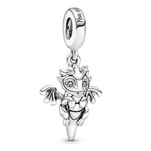 Load image into Gallery viewer, Couqcy 2019 Autumn NEW Moments Flower Pendant Fit pandora Bracelet Necklace Little Mermaid Flounder Charm DIY Jewelry Gifts love