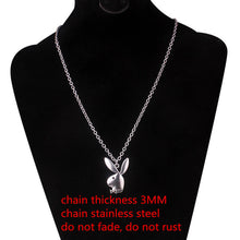 Load image into Gallery viewer, stainless steel chain 3mm trendy angel Play rabbit head tiger unicorn Necklace women unisex jewelry new punk flame necklaces men