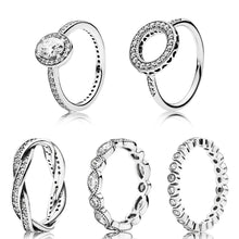Load image into Gallery viewer, Crystal Silver Ring Charms Diy Big Transparent Cz Round Finger Ring For Women Diy Silver Jewelry Party Wedding Gift