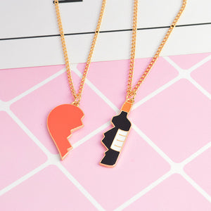 2 pieces/set Best Friends Heart-Shaped Pendant Metal Necklace Cute Unicorn BEST BUDS Cartoon Children's Jewelry Accessories Gift