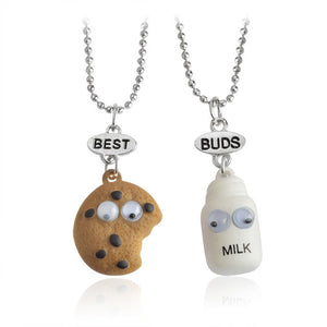 2 pieces/set Best Friends Heart-Shaped Pendant Metal Necklace Cute Unicorn BEST BUDS Cartoon Children's Jewelry Accessories Gift